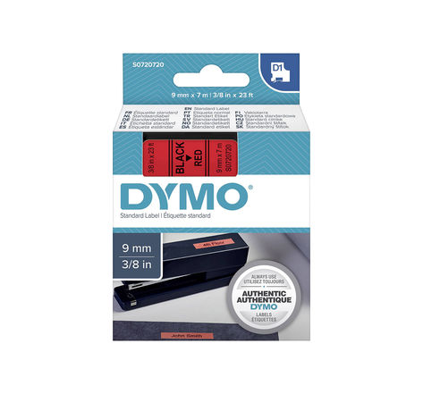 DYMO LabelManager cassette ruban D1 9mm x 7m Noir/Rouge (compatible avec les LabelManager et les LabelWriter Duo)