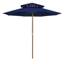 vidaXL Parasol double avec mât en bois Bleu 270 cm