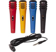 LTC 15-3021 Assortiment de 4 microphones - Cordon XLR/Jack 6.35mm - Rouge, jaune, bleu et Noir