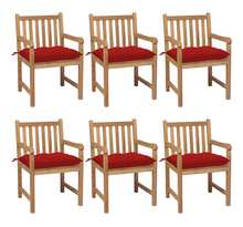 Vidaxl chaises de jardin 6 pcs avec coussins rouge bois de teck solide