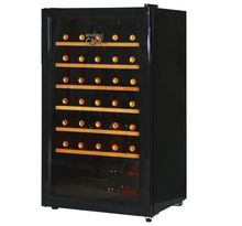 La Nouvelle Cave by Continenta Edison Cave a vin de service 33 bouteilles -  clayettes bois - Classe G - porte vitrée - noir
