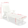 Vidaxl chaise longue avec repose-pied plastique blanc