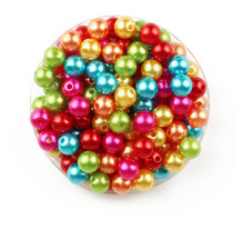 Perles nacrées rondes multicolores 0,8 cm 130 pièces