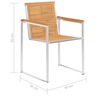 Vidaxl chaises de jardin 4 pcs bois de teck solide et acier inoxydable