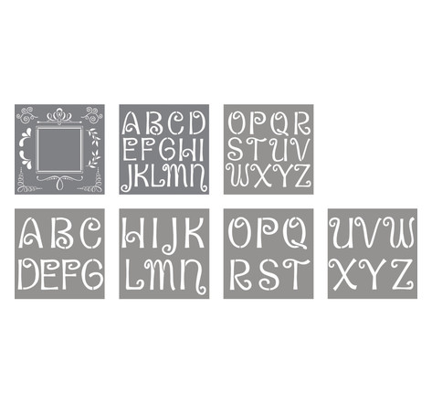 Pochoir Lettres+designs, 30,5x30,5cm, joueurs, 7pces