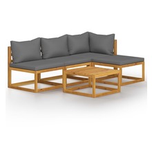 3057602 vidaxl 5 piece garden lounge set with cushion solid acacia wood (311854+311856)