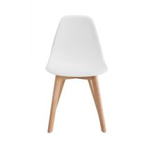 CHAISE SACHA Lot de 2 chaises de salle a manger blanc - Pieds en bois hévéa massif - Scandinave - L 48 x P 55 cm
