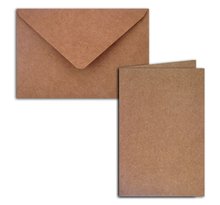 5 Cartes Doubles 10x15 Cm - + Enveloppes - Kraft - Draeger paris