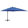 Vidaxl parasol déporté avec mât et lumières led bleu azuré 300 cm