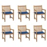 vidaXL Chaises de jardin 6 Pièces avec coussins bleu royal Bois de teck