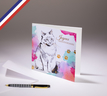 Carte double Florilège créée et imprimée en France - Joyeux Anniversaire chat