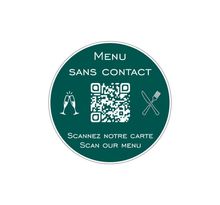 Menu sans contact personnalisé format rond QR Code - Présentation menu hôtel restaurant sans contact - Couleur vert foncé