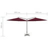 Vidaxl parasol double avec mât en acier rouge bordeaux 600 cm