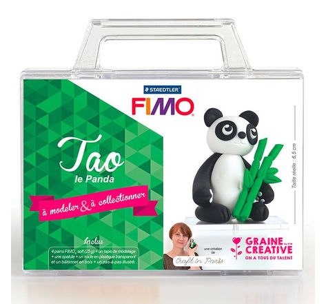 Coffret de modelage pâte polymère pour enfants - tao le panda 6,5 cm