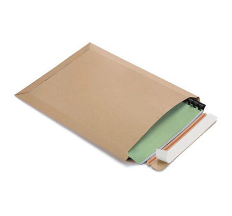 Pochette carton recyclé à fermeture adhésive - pochette brune ouverture petit côté  26 3x34 8 cm (lot de 100)