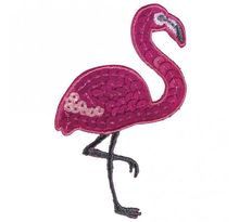 Patch thermocollant avec strass 4,5 x 7,5 cm - Flamant rose