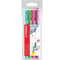 Pochette x 4 stylos-feutres pointMax - vert de glace + vert clair + rose + lilas STABILO