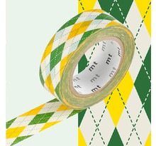 Masking tape mt 1 5 cm arlequin jaune et vert