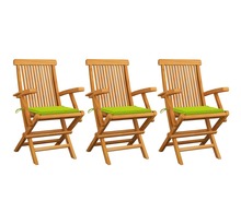 Vidaxl chaises de jardin avec coussins vert vif 3 pcs bois de teck