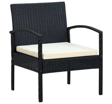 Vidaxl chaise de jardin avec coussin résine tressée noir