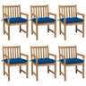 Vidaxl chaises de jardin 6 pcs avec coussins bleu bois de teck solide