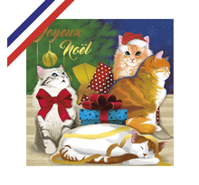 Carte tri-volet Joyeux Noël chats