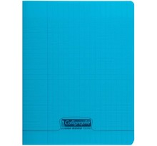Cahier 32 pages seyès 90 g  couverture polypropylène bleu  format 17 x 22 cm  calligraphe