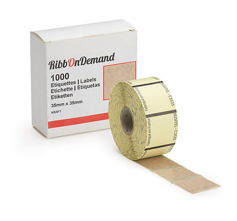 Étiquette carrée adhésive kraft 35 x 35 mm pour imprimante RibbOnDemand