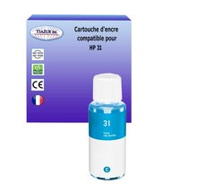 Bouteille encre compatible avec HP 31 pour HP Smart Tank Plus 555 Wireless All-in-One- Cyan - 70ml - T3AZUR