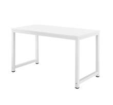 Bureau réglable poste de travail table bois mélaminé 120 cm blanc