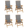 Vidaxl chaises inclinables de jardin avec coussins 4 pièces teck solide