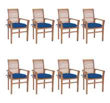 Vidaxl chaises à dîner 8 pcs avec coussins bleu bois de teck solide