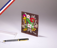 Carte simple Bouton d'or créée et imprimée en France - La lettre N