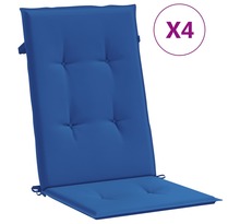 vidaXL Coussins de chaise de jardin à dossier haut lot de 4 bleu royal