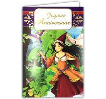 Carte Joyeux Anniversaire Fille Conte de Fée Magicienne Manga Enveloppe12x17 5cm