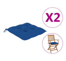 vidaXL Coussins de chaise 2 pcs Bleu 40x40x7 cm Tissu