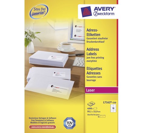QuickPEEL étiquettes adresses, 99,33,9mm AVERY ZWECKFORM