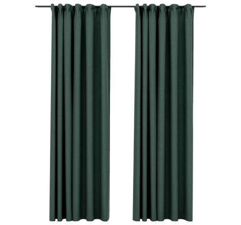 Vidaxl rideaux occultants aspect lin avec crochets 2pcs vert 140x225cm