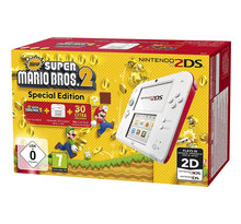 Nintendo Nintendo 2DS Blanche / Rouge + New Super Mario Bros. 2 - Console Nintendo 2DS + carte mémoire SDHC 4 Go + Adaptateur secteur + New Super Mario Bros. 2