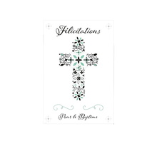 Carte De Voeux - Baptême - Félicitations Pour Ton Baptême - Croix Verte
