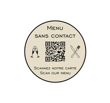 Menu sans contact personnalisé format rond QR Code - Présentation menu hôtel restaurant sans contact - Couleur beige