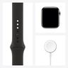 Apple Watch Series 6 GPS + Cellular, 44mm Boîtier en Acier Inoxidable Graphite avec Bracelet Sport Noir