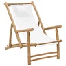 vidaXL Chaise de terrasse Bambou et toile Blanc crème