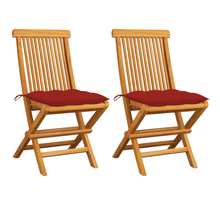 Vidaxl chaises de jardin avec coussins rouge 2 pcs bois de teck massif
