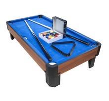 Billard de table avec accessoires - kit billard compact de bureau ou salle de jeu  102 x 51 x 22 5 cm - marron et tapis bleu