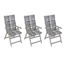Vidaxl chaises inclinables de jardin 3 pcs avec coussins bois d'acacia