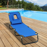 Transat de jardin chaise longue pliante bain de soleil pour lecture bleu