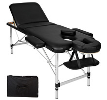 Tectake Table de massage Pliante 3 Zones Aluminium Portable + Housse - noir