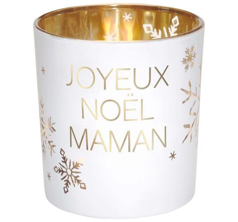 Photophore Joyeux Noël Maman Blanc et or DRAEGER