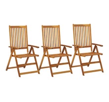 Vidaxl chaises inclinables de jardin 3 pcs bois solide d'acacia